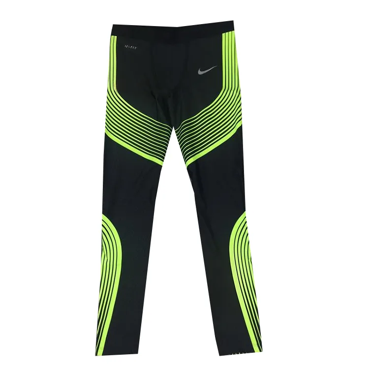 Брюки для бега dri fit мужские Nike, черный/неоново-зеленый