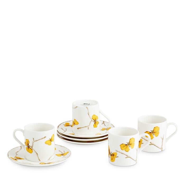 

Michael Aram Butterfly Ginkgo Gold Demitasse Набор, сервиз на 4 персоны, белый