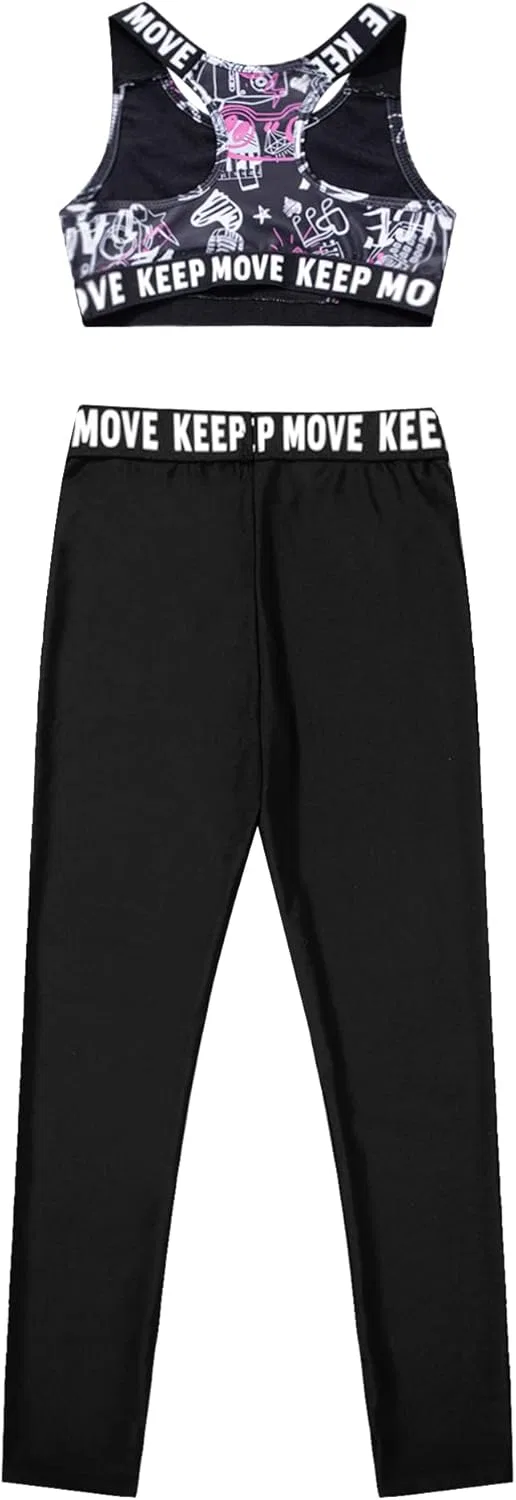 Детский спортивный костюм топ и леггинсы dPois, Black Rose Red — фото 2