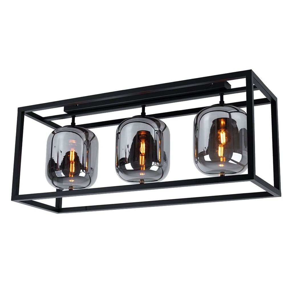 

Потолочный светильник, черный, дымчатое стекло, L 77 см Globo Lighting