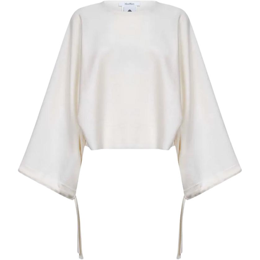 

Свитер Max Mara Frais с рукавами-«летучей мышью» и сборками на манжетах Maxmara, белый