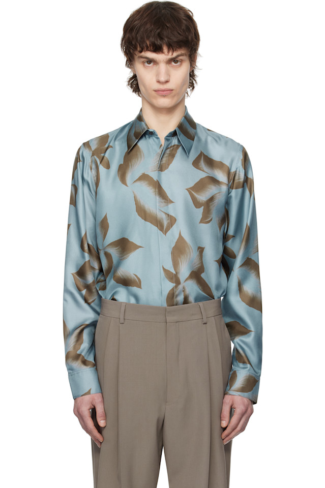 

Шёлковая рубашка Dries Van Noten, цвет steel