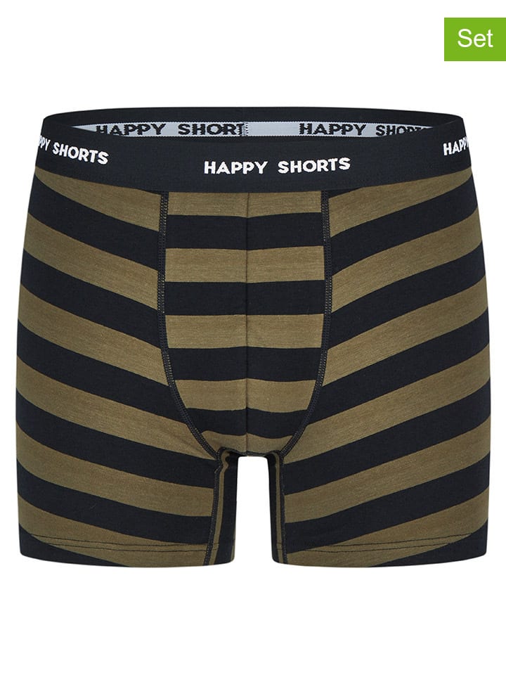 

Happy Shorts Комплект из 3 штук: боксерские шорты черного/хаки/серого цвета