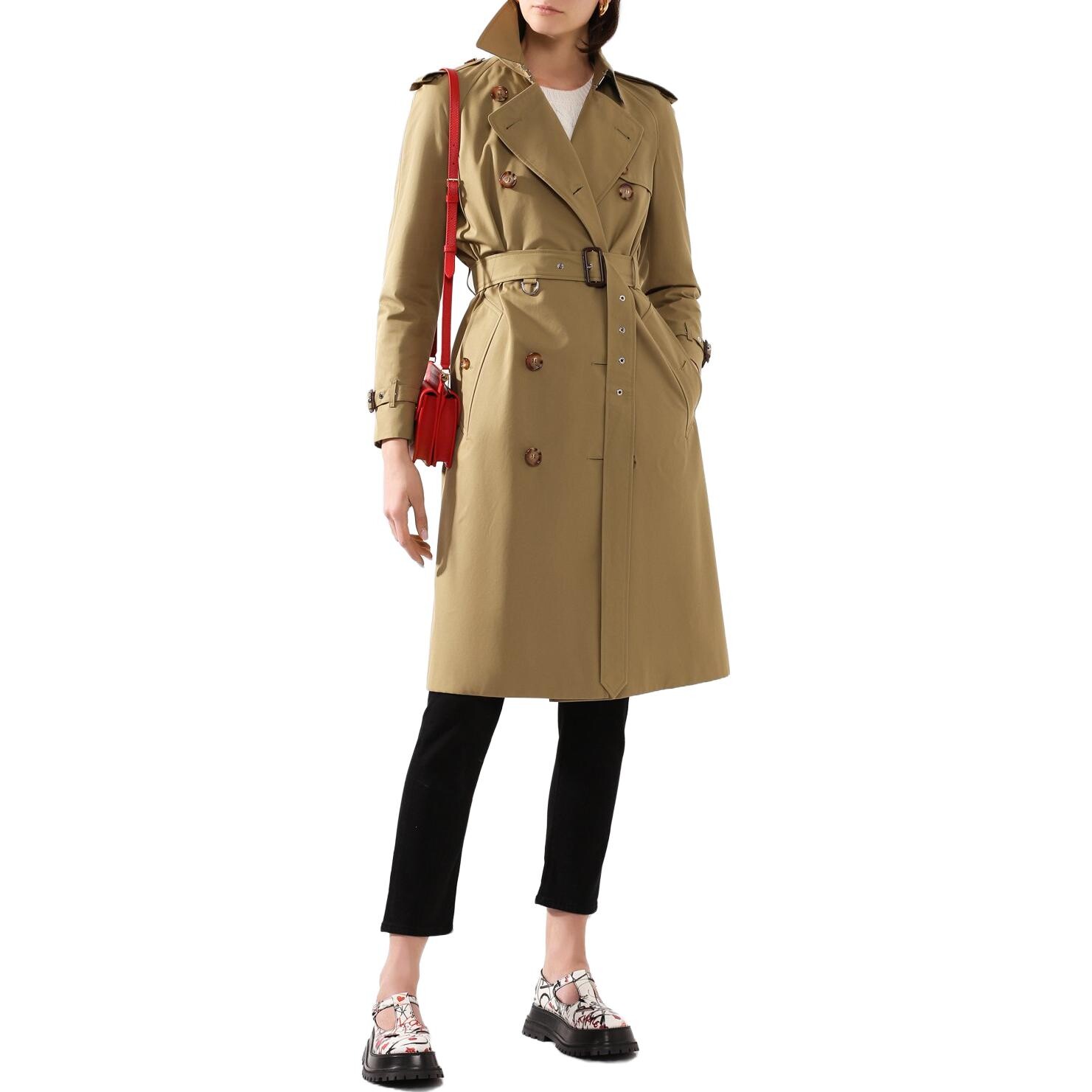 Пальто женское Burberry хаки — фото 2