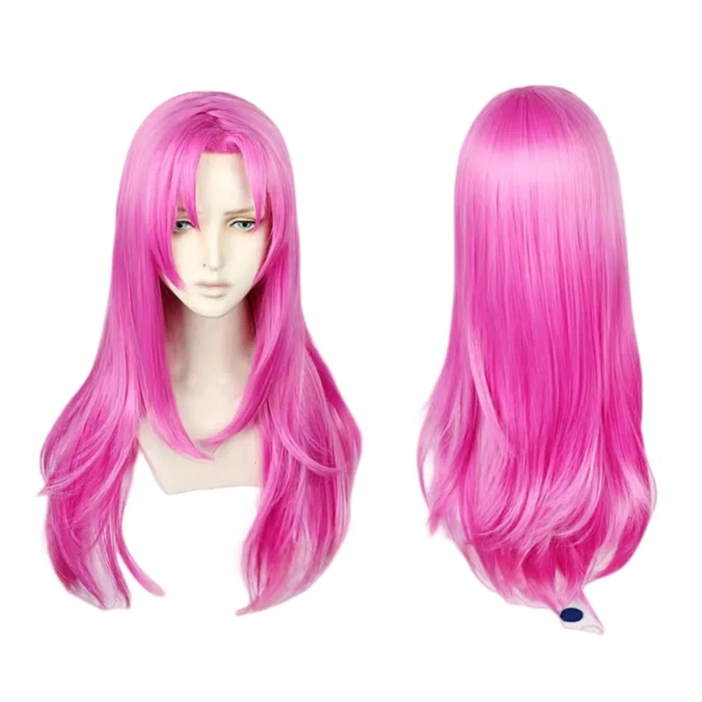 Косплей-парик Anime Golden Wind Diavolo розово-красный 80 см длинный термостойкий Xingbiyou