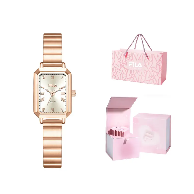 

FILA Часы Small Ck Mermaid Square Sugar Collection Quartz Movement Steel Strap Green Dial Women's Watch Niche Watch Box