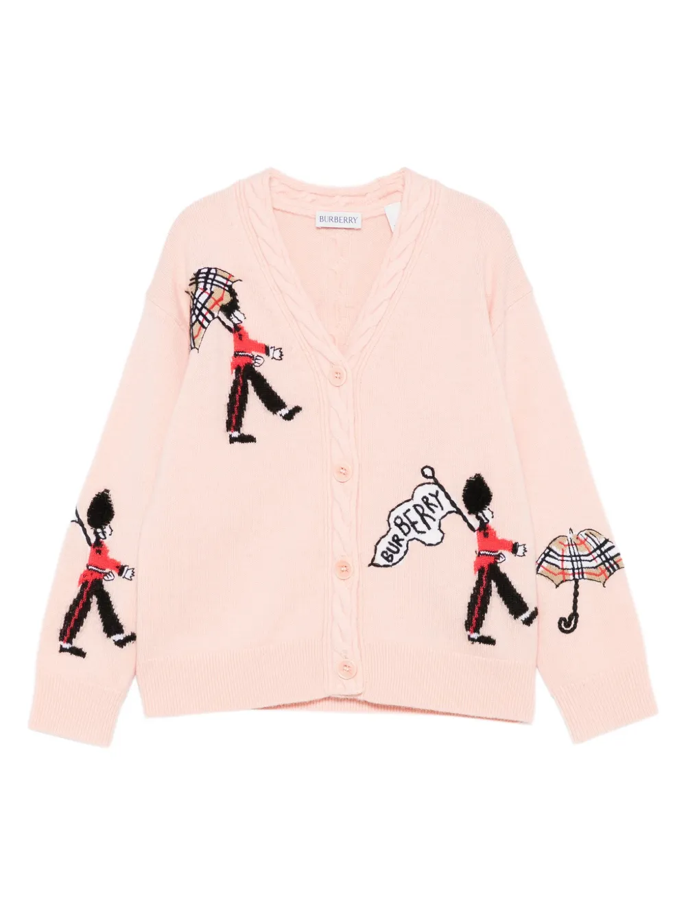 

Кардиган с вышитой косичной вязкой BURBERRY KIDS, розовый