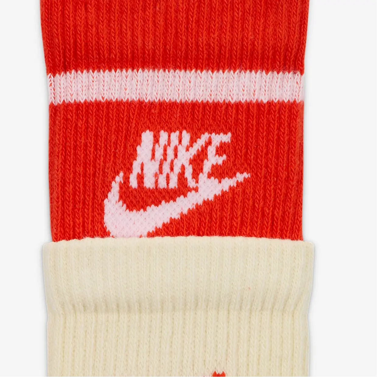 Повседневные носки Nike Mid-Calf Unisex 1 пара Кокосовое молоко/Страстный красный/Белый — фото 4