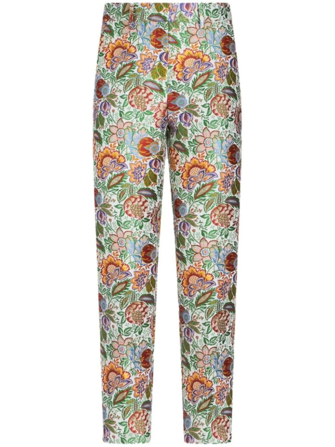 

ETRO жаккардовые брюки строгого кроя с цветочным узором, белый