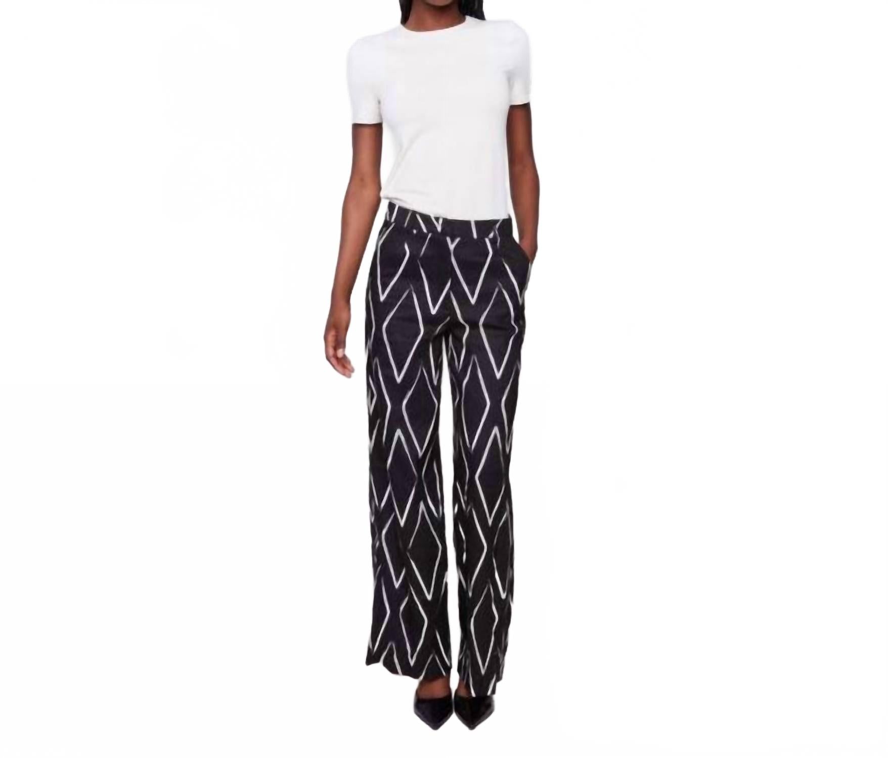 

Брюки из льняной смеси с ромбовидным принтом Charlie B, Diamond Printed