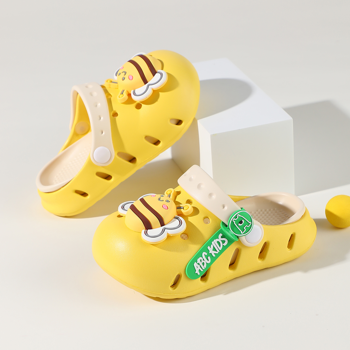 Детские тапочки Clogs Anti Kick, устойчивые к истиранию, легкие, с амортизацией ABC KIDS, бежевый/хаки — фото 3