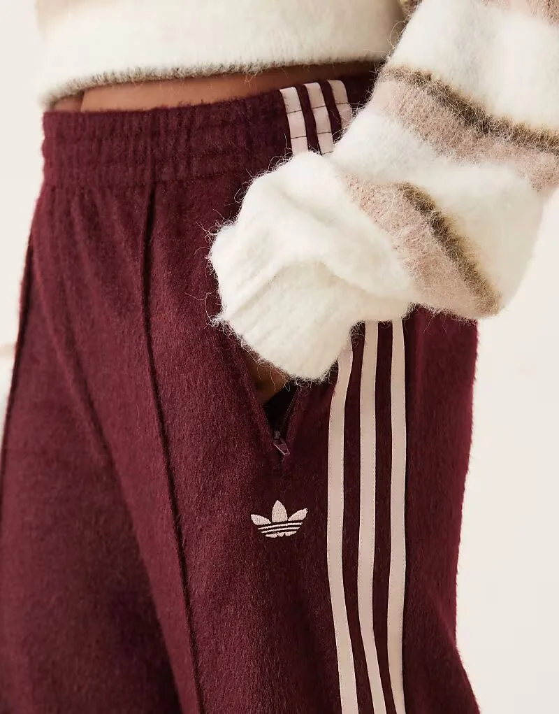 Спортивные брюки Adidas Originals Firebird из мягкой ткани бордового цвета — фото 3