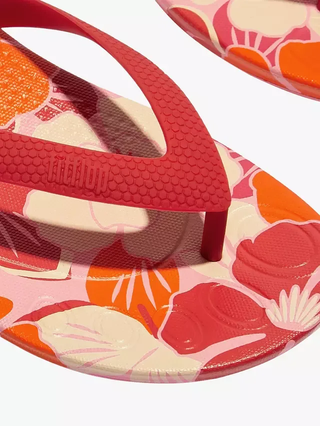 Детские шлепанцы iQushion с цветочным принтом, красные/разноцветные FitFlop — фото 3