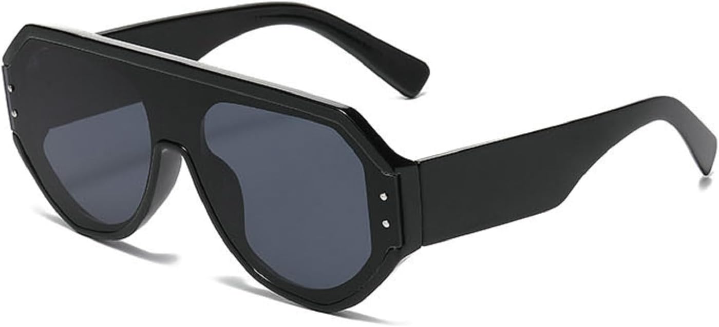 

Квадратные женские солнцезащитные очки, модные цельные очки с прозрачными линзами и градиентным зеркальным покрытием, защита от УФ-излучения UV400, мужские солнцезащитные очки в стиле панк 2203 Melrose, Black