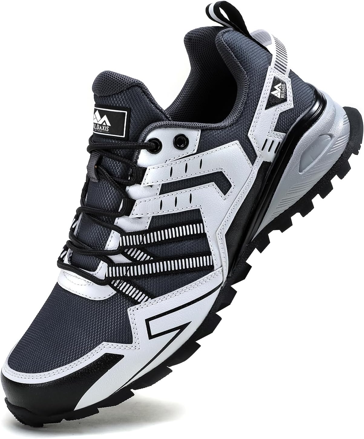 

Мужские кроссовки WildAxis для ходьбы, дышащие, легкие, модные, с нескользящей подошвой для улицы и трейлов Generic, белый/черный