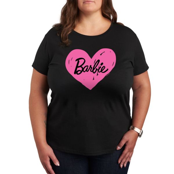 

Футболка с принтом в виде нарисованного от руки сердца и логотипом Plus Barbie, черный