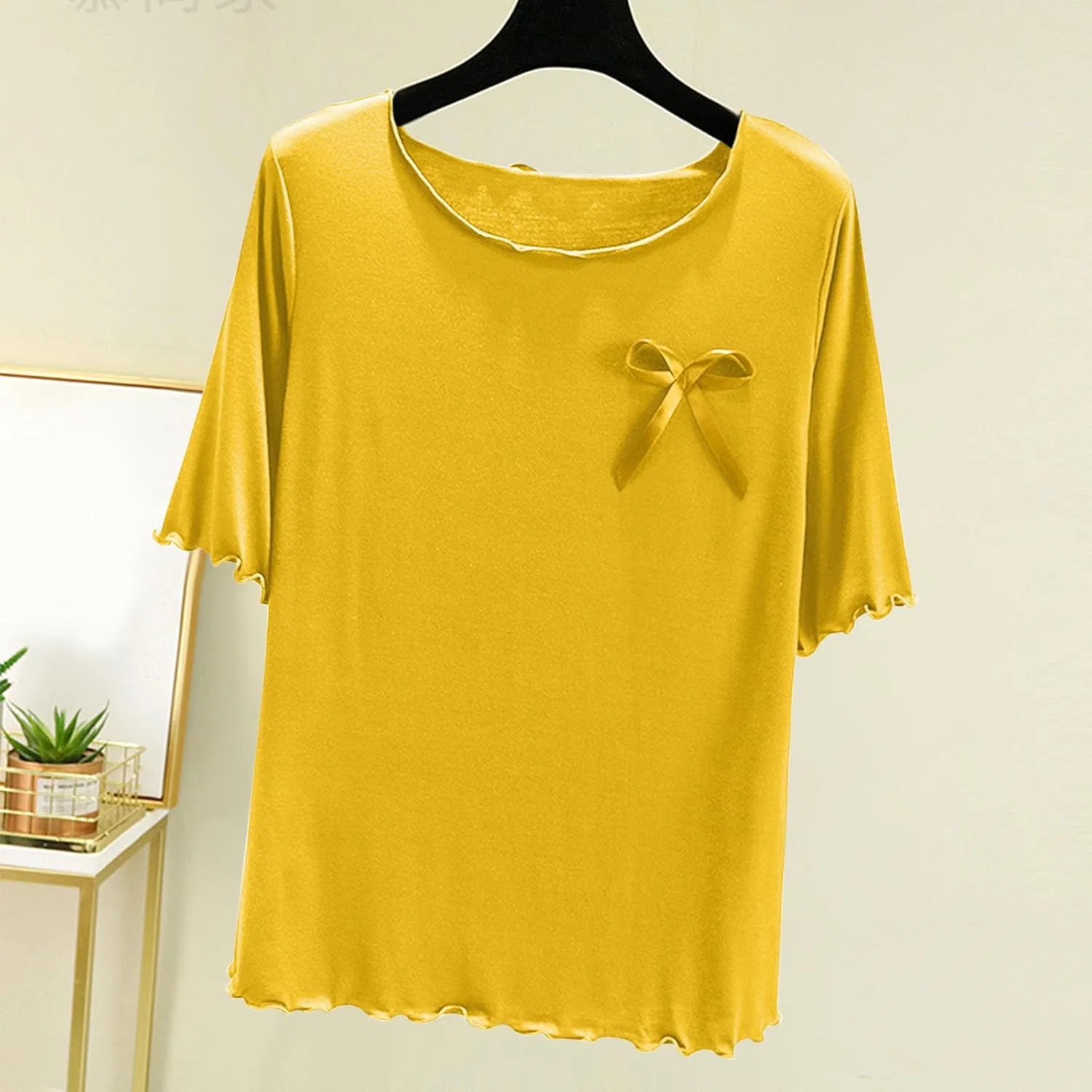 Футболка с круглым вырезом, свободного кроя, Yellow — фото 2