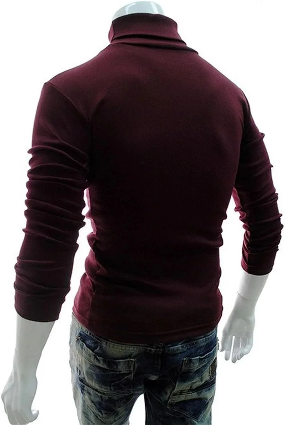 Мужской весенний тонкий водолазный свитер черный cotton harajuku knitted solid pull homme top — фото 3