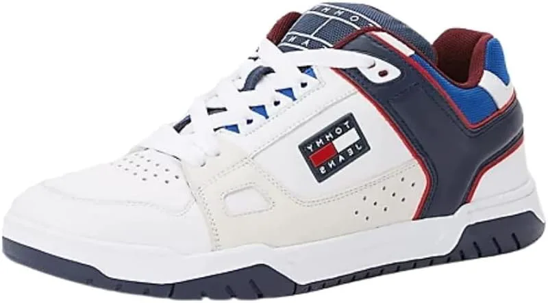 

Мужские кроссовки Tommy Jeans EM0EM01042, белые, кожаные, спортивные, повседневные, в стиле ретро, Hilfiger Skate Basket, белый