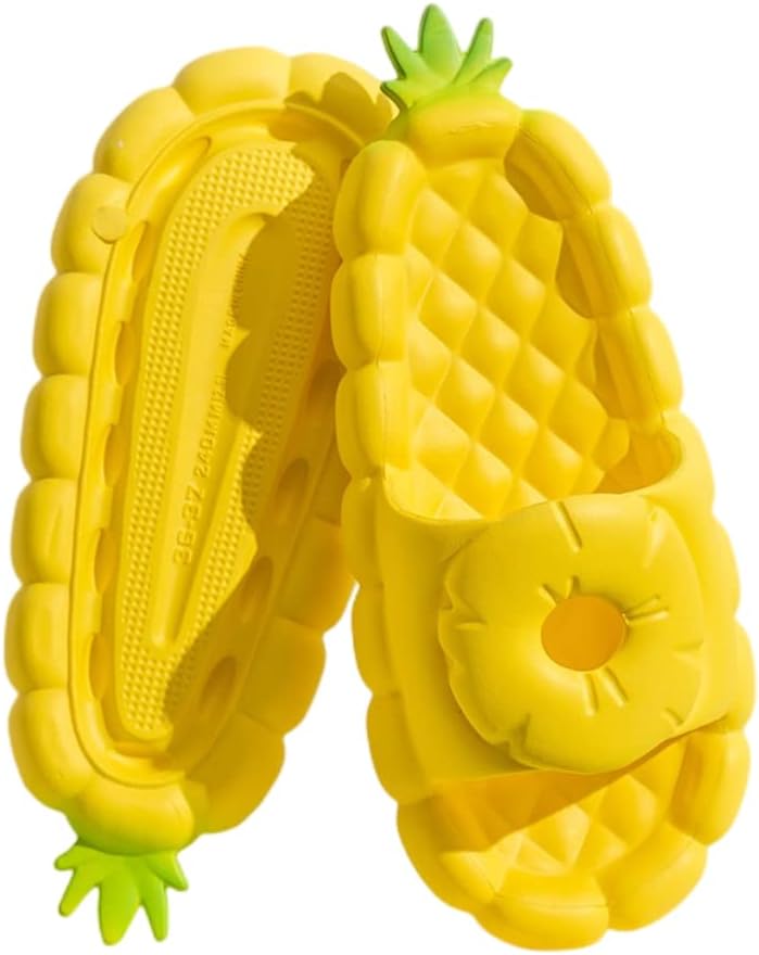 

ELLEES Унисекс взрослые милые тапочки-облака для женщин и мужчин, нескользящие сандалии для ванной и душа, с мягкой толстой подошвой, для дома и улицы, желтый