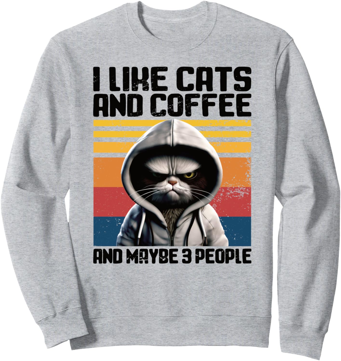 

Мне нравятся кошки, кофе и, возможно, три человека. Толстовка Funny Saying I Animals & Fun I Ladies & Gentlemen, серый