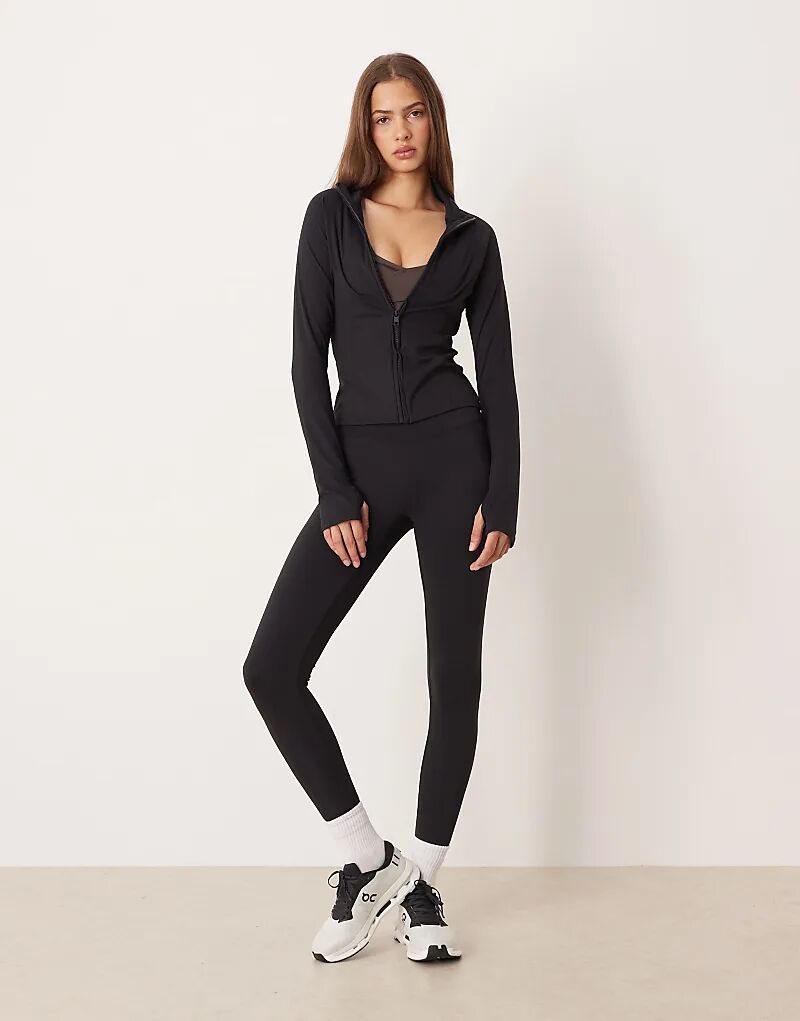 

Леггинсы для йоги Gina Tricot Co-ord с высокой талией и сборками, черные