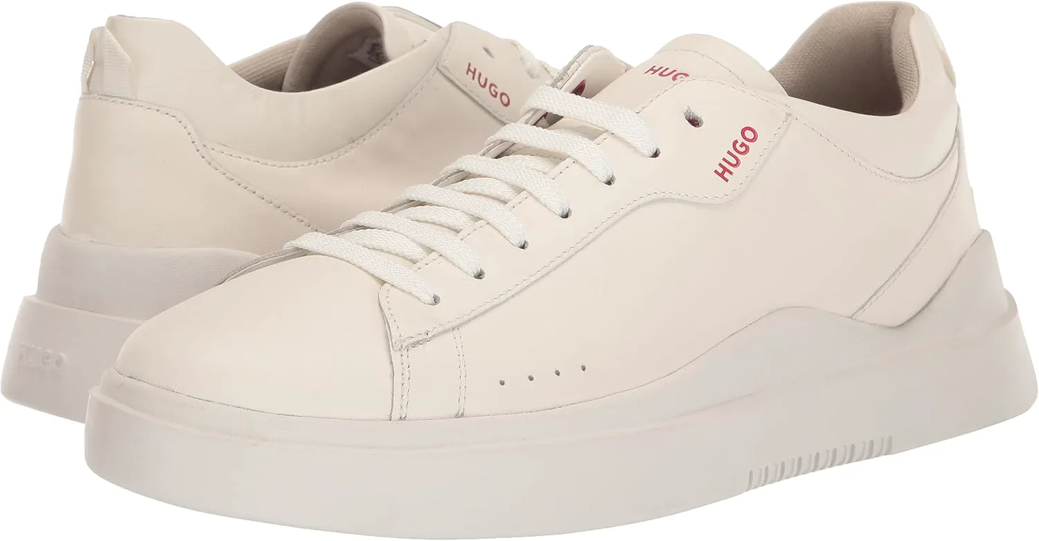 Кроссовки Hugo Mens Cupsole из кожи на шнуровке, белый — фото 2