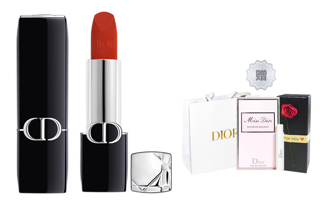 Набор косметики Dior: помада Velour 888# и туалетная вода Miss Dior Blooming Bouquet, 3,5 г + 1 мл — фото 3