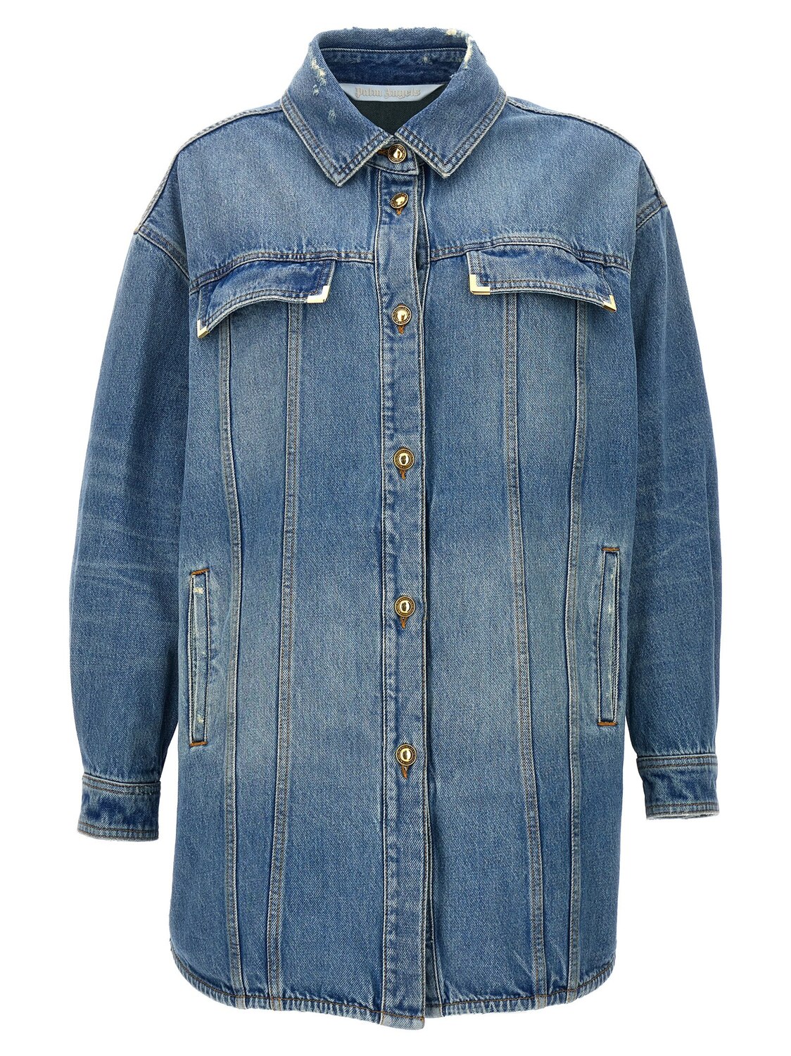 

Куртка с «выстиранным» логотипом PALM ANGELS, голубой