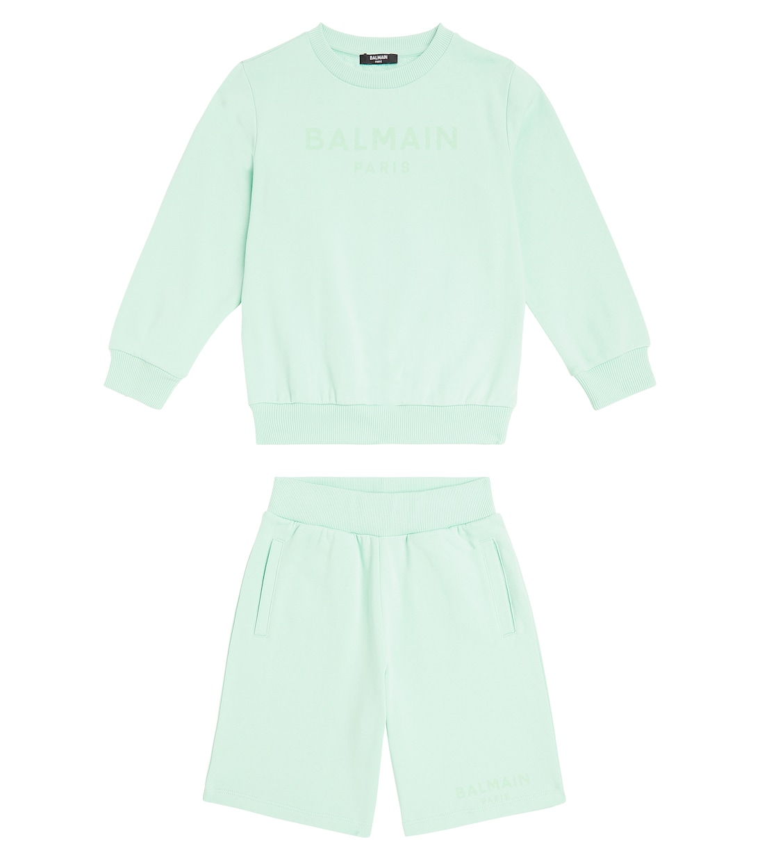 

Спортивный костюм из хлопкового джерси Balmain Kids, Verde Acqua