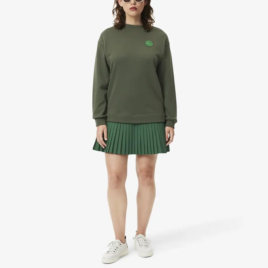 Платье-свитшот LACOSTE, хаки зеленый, с складками — фото 4