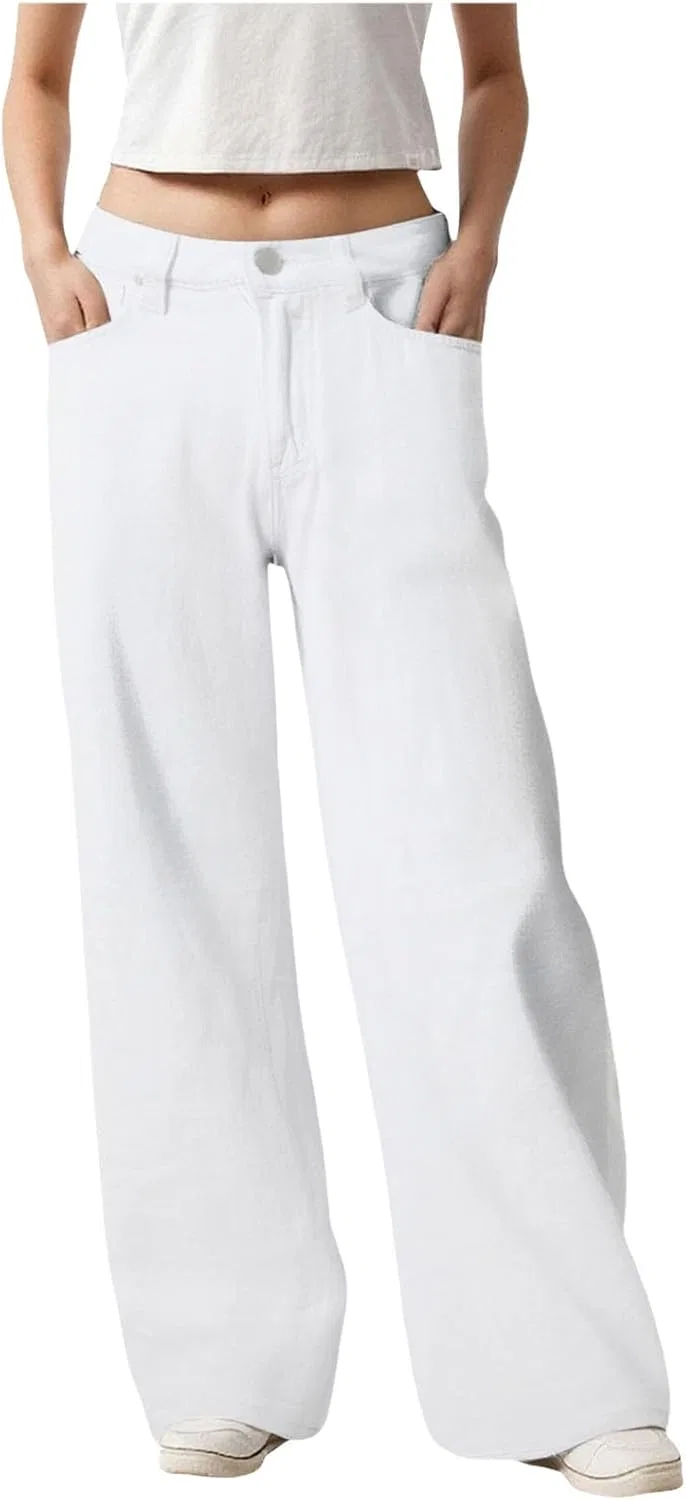 Джинсы прямые свободные White