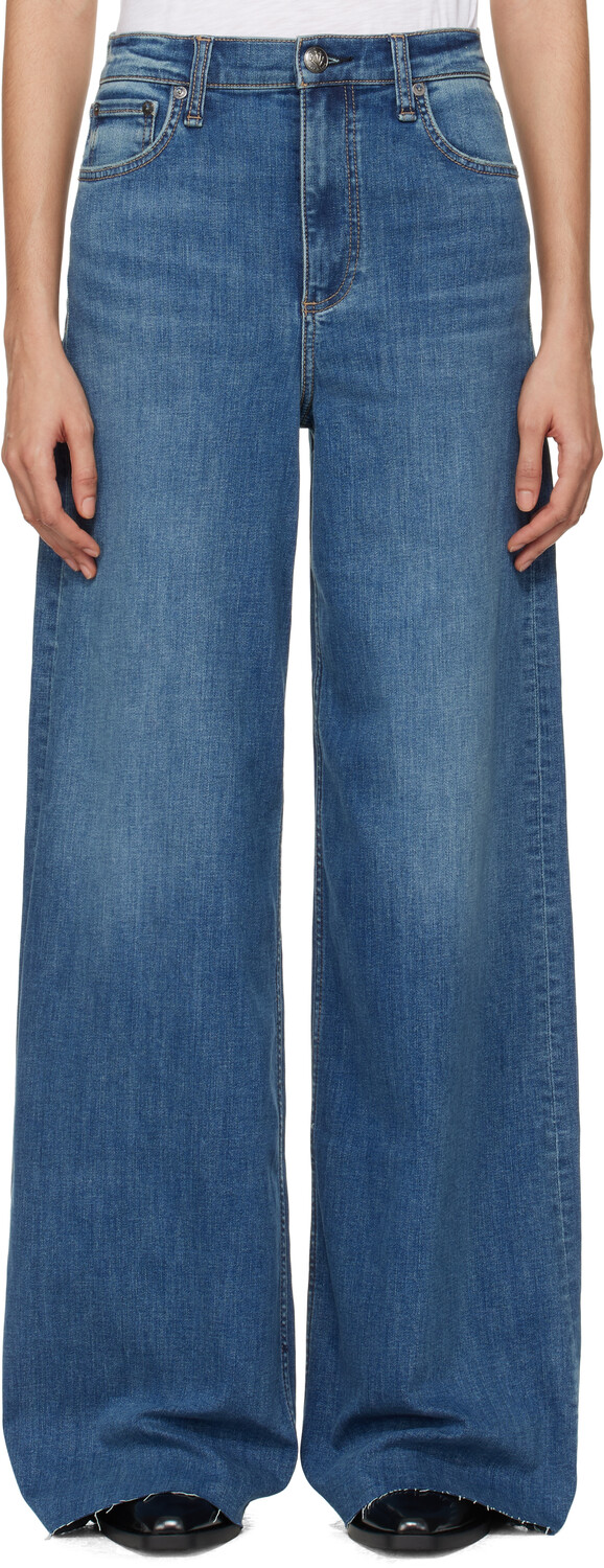 

Синие джинсы «The Sofie» с высокой посадкой и ультраширокими штанинами rag & bone, Willow