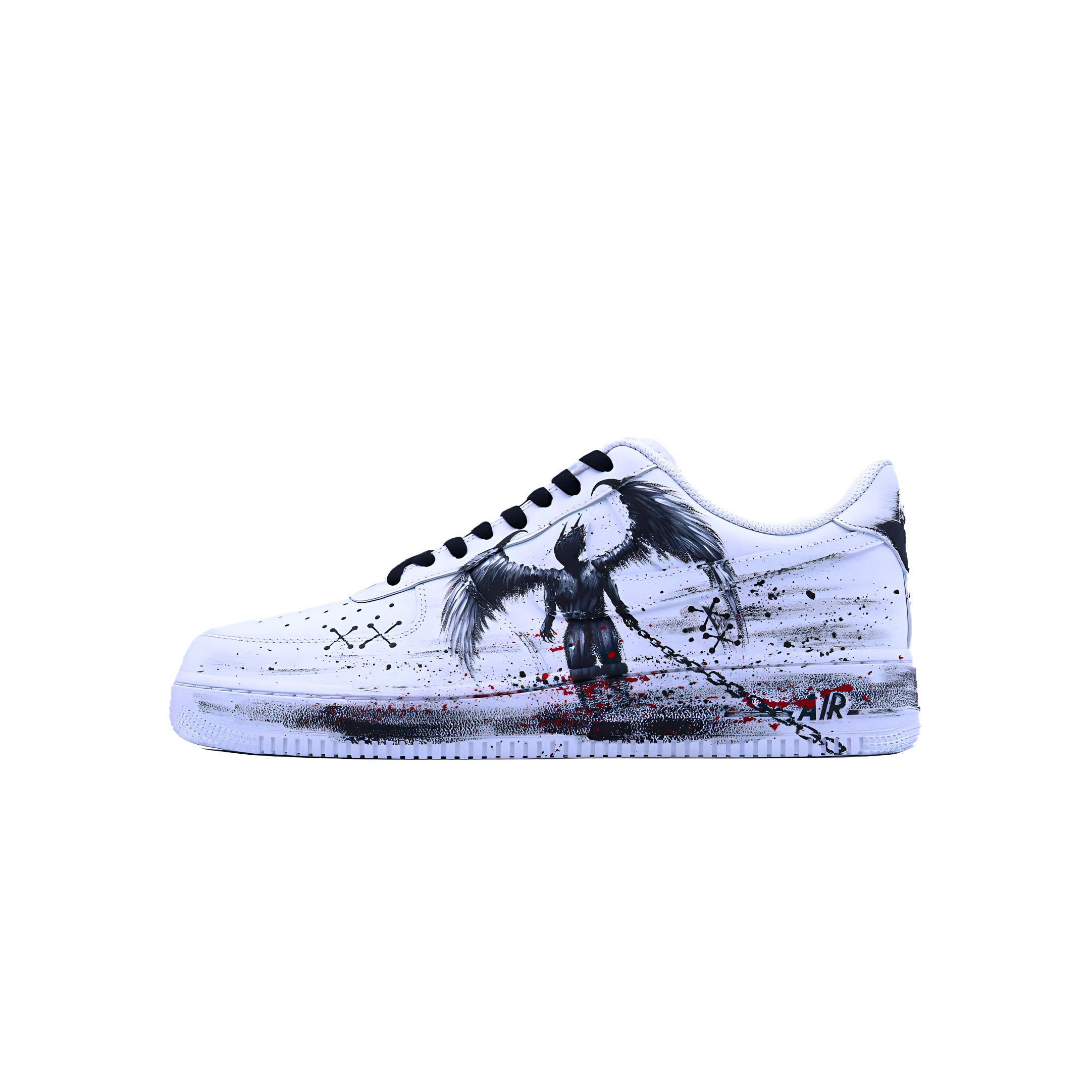Nike Кроссовки для скейтбординга Air Force 1 Angel Evil Flame с противоскользящим износостойким верхом, унисекс, черно-красные