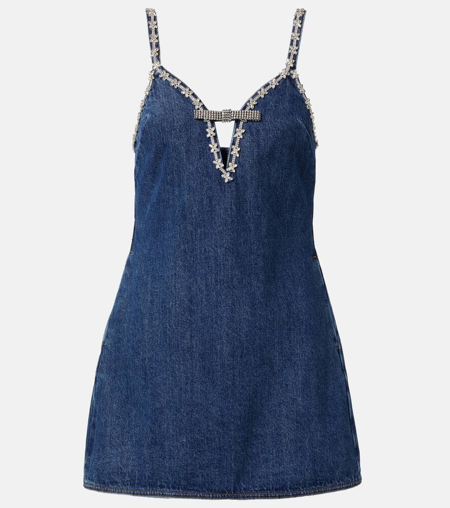 

Кристальная джинсовая мини-платье Self-Portrait, Blue