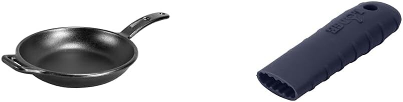 

Lodge BOLD 10-дюймовая приправленная чугунная сковорода BOLD Силиконовый держатель для горячей ручки — пепельно-серый, Skillet + Gray Handle Holder