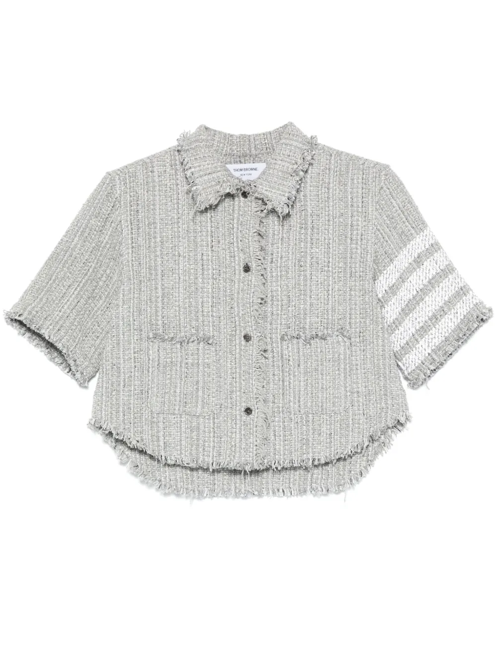 

Твидовая рубашка с полосками 4-Bar THOM BROWNE, серый