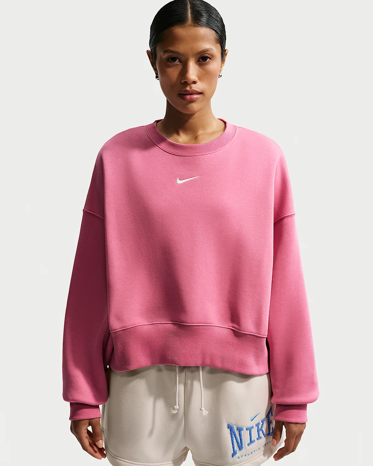 Женский оверсайз-свитшот с круглым вырезом Nike Sportswear Phoenix Fleece, Peony/Sail