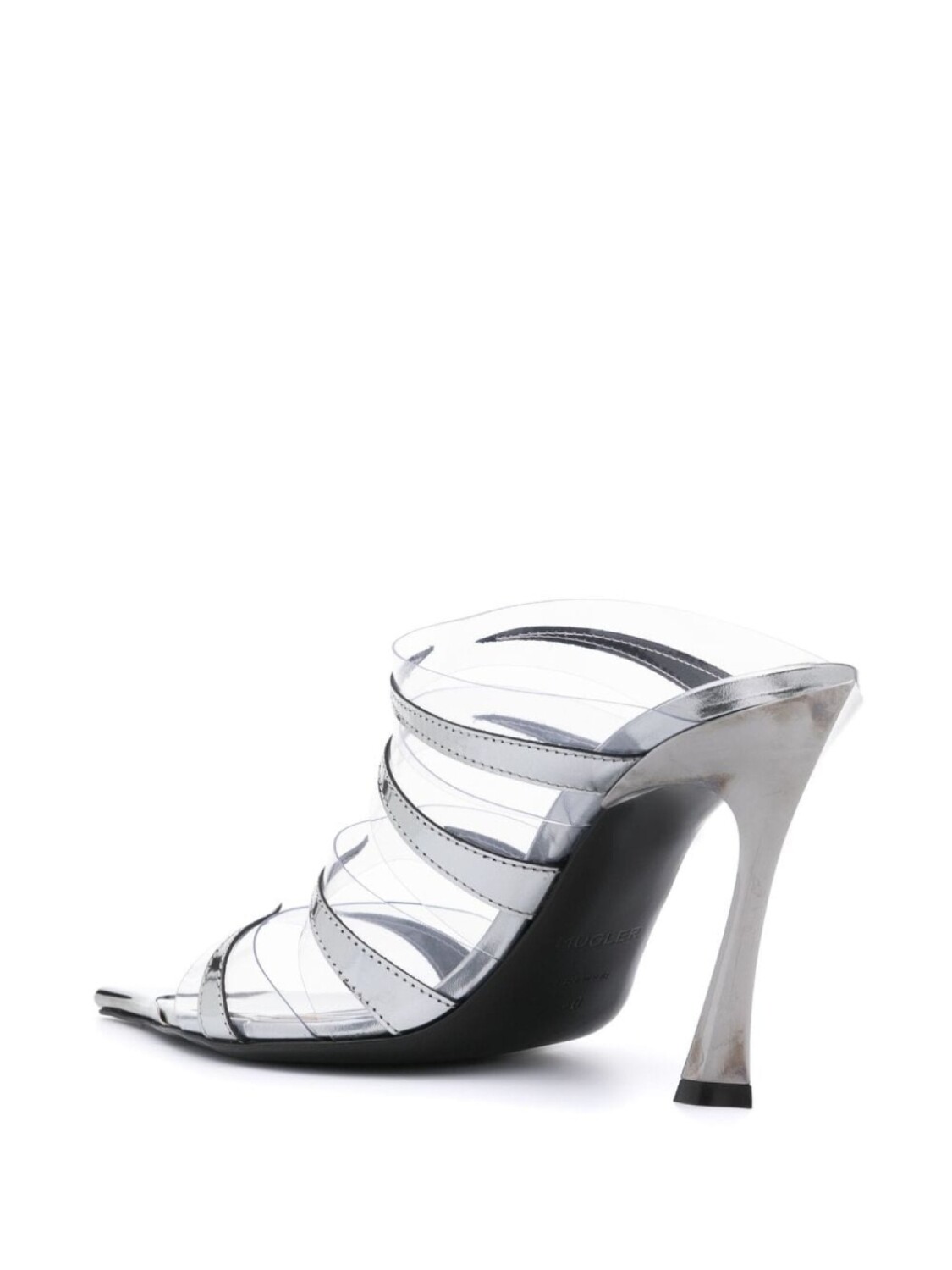 Mugler 120-миллиметровые прозрачные мюли с ремешками, серебристый — фото 3