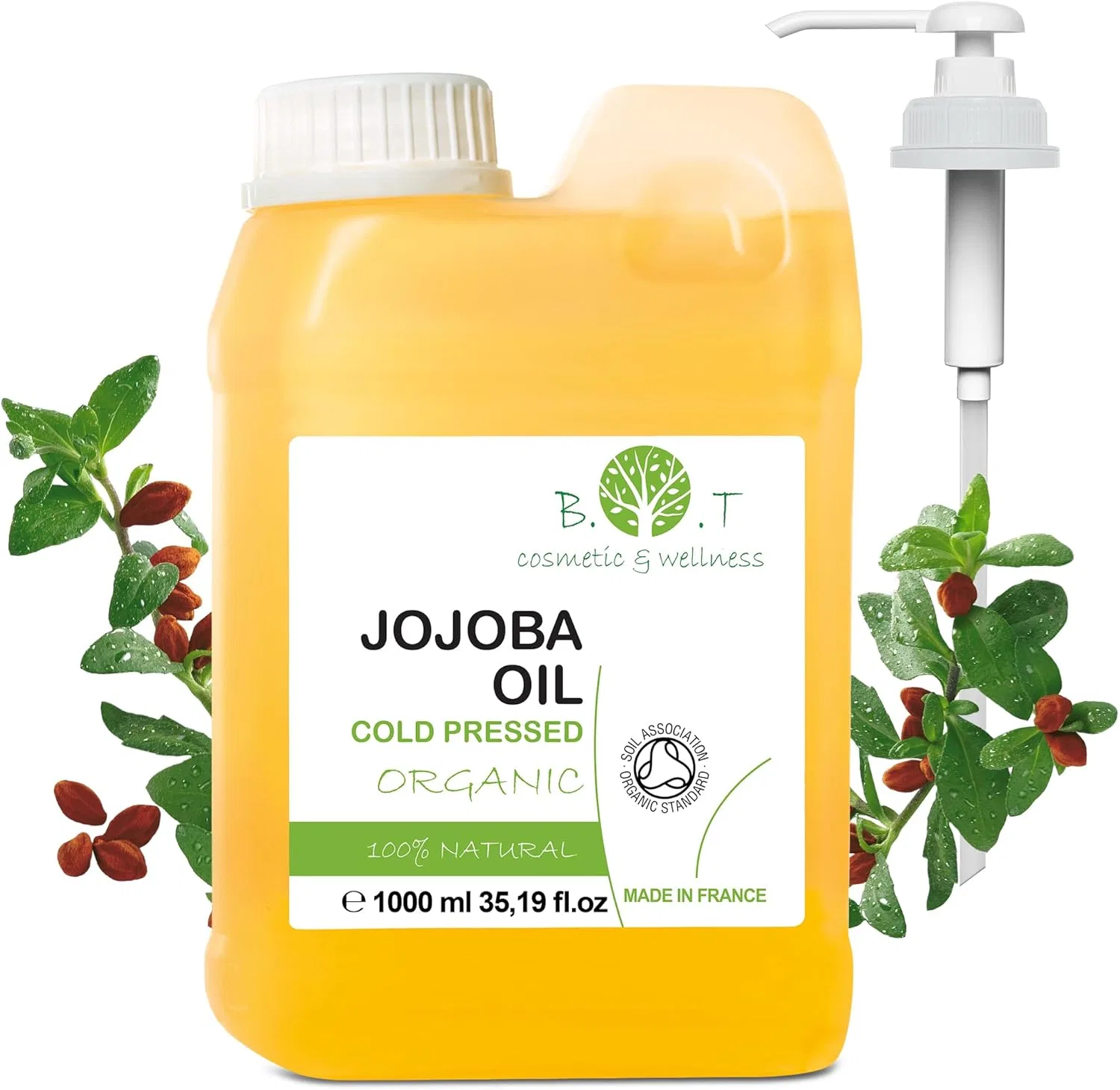 Органическое масло жожоба холодного отжима, 1000 мл B.O.T Cosmetic & Wellness