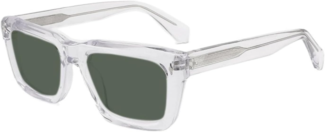 

Винтажные поляризованные ацетатные солнцезащитные очки для мужчин, ретро-дизайнерские солнцезащитные очки UV400, утолщенные солнцезащитные очки для женщин, ручная работа, роскошные очки QOGANS, Transparent Green