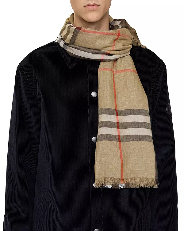 Двусторонний клетчатый шарф из шерсти и шелка. Burberry, коричневый — фото 2