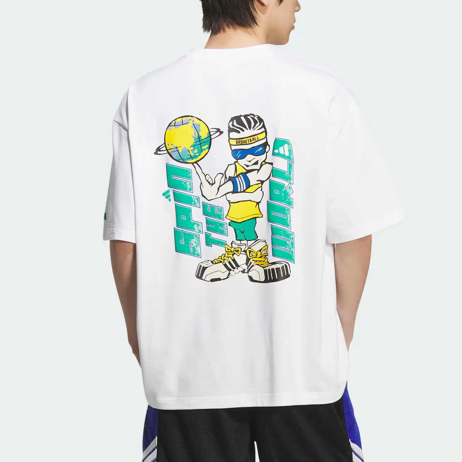Футболка мужская баскетбольная SS25 с принтом Adidas, белый — фото 4