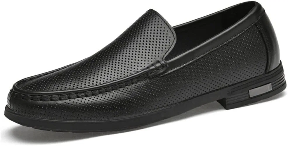 Лоферы мужские Leather Flat Heel Anti-Slip Lightweight Classic Slip On, черный SayfuR — фото 3