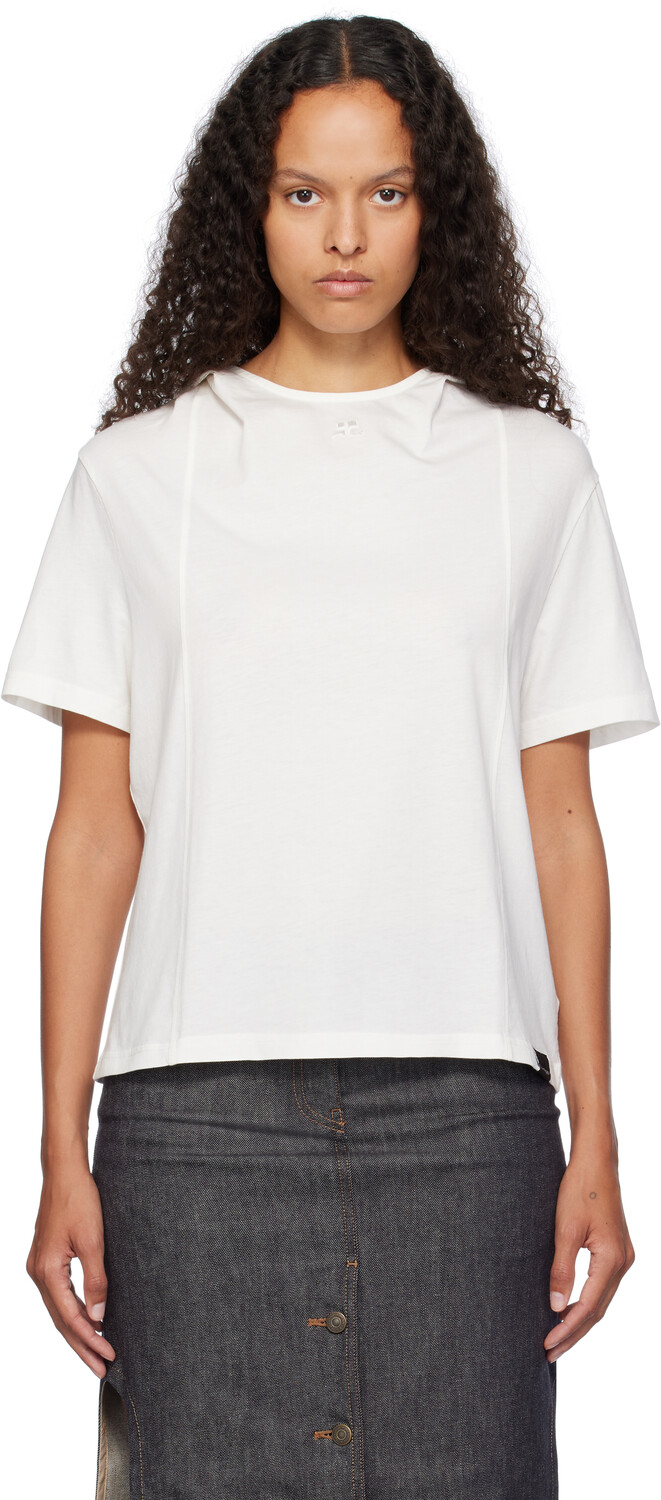 

Белая футболка с капюшоном Courreges