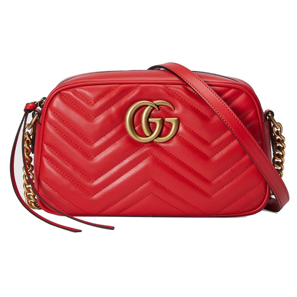 

Элегантная красная стеганая кожаная сумка через плечо Gucci