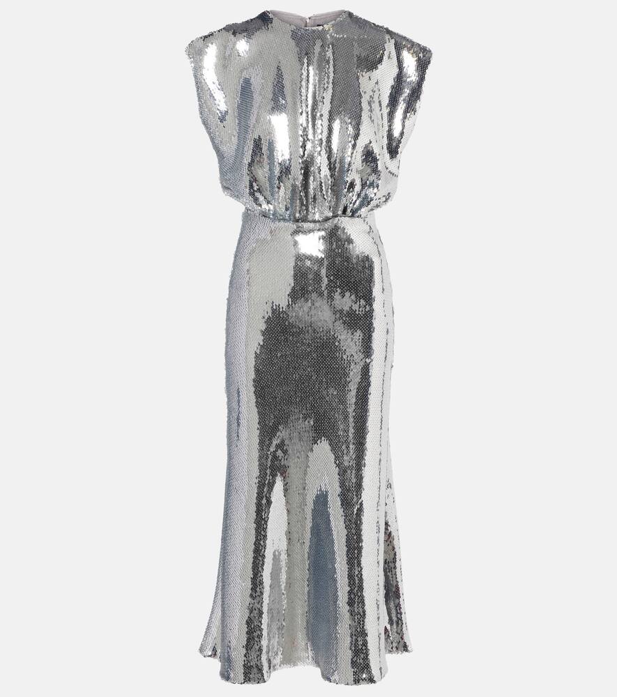 

Собранное платье миди с пайетками David Koma, Silver