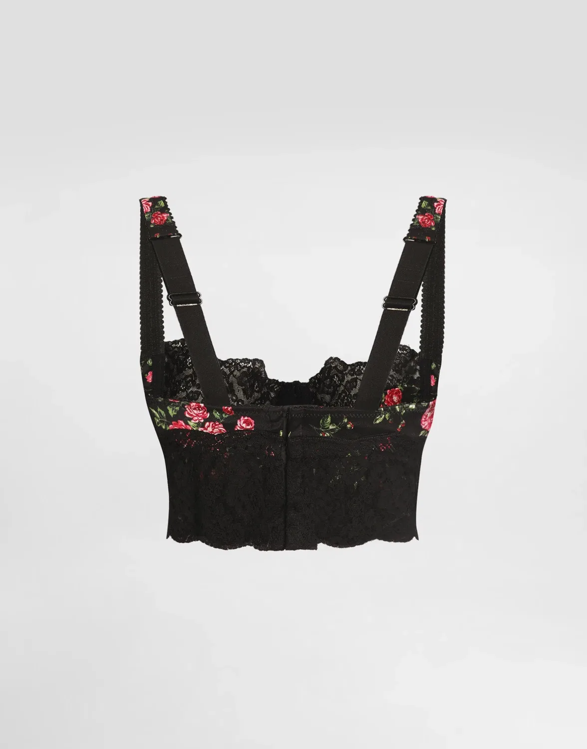 Балконет из сатина и кружева с принтом в виде маленьких букетов роз DOLCE & GABBANA, мультиколор — фото 2