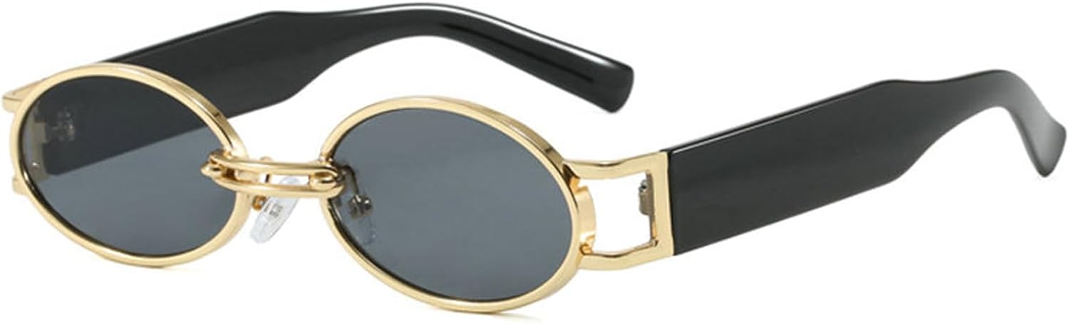 

Ретро овальные солнцезащитные очки для женщин и мужчин 2025 года, модные маленькие солнцезащитные очки в стиле хип-хоп, золотистые металлические модные солнцезащитные очки helena, C1