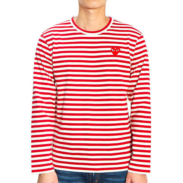 Футболка striped long-sleeve t-shirt 'red' Comme Des Garcons Play, красный — фото 2